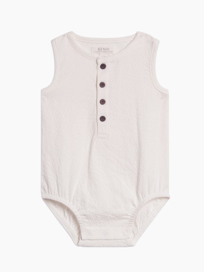 Wren Seersucker Bubble Romper - Coconut