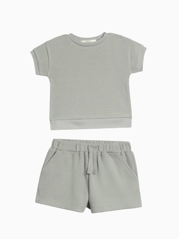 Organic 2 Piece Waffle Tee and Shorts Set - Image 2