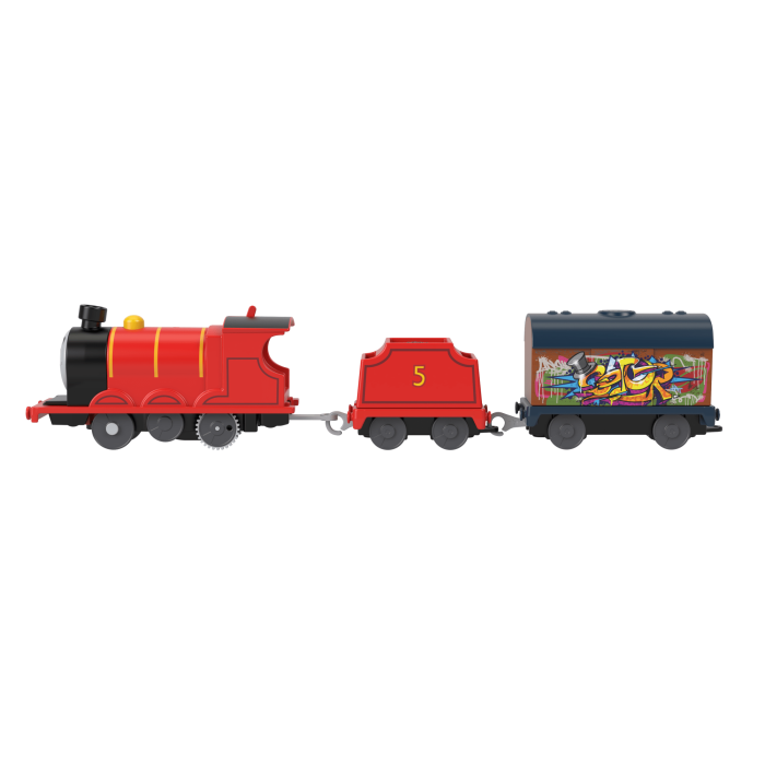 Thomas & Friends Graffiti James Motorized Toy Train Engine With Tender & Cargo Car For Kids - Image 3