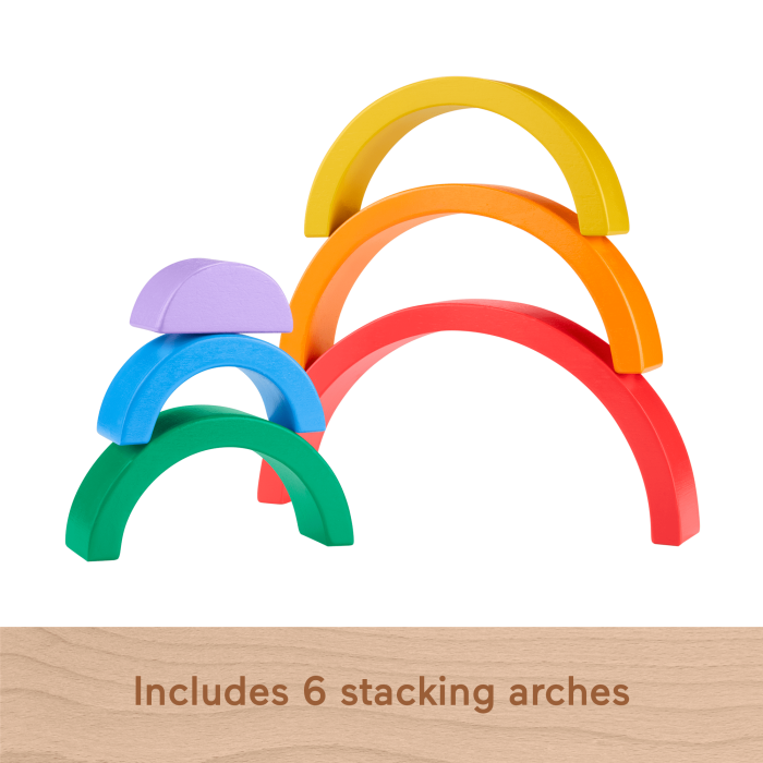 Fisher-Price Wooden Stacking Rainbow, Building Toy For Toddlers, 6 Wood Pieces - Image 5