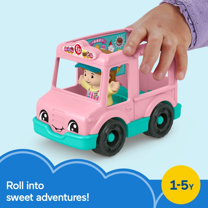 Fisher-Price Little People Ice Cream Truck, Push-Along Toy Vehicle & Figure For Toddlers & Kids - Image 2