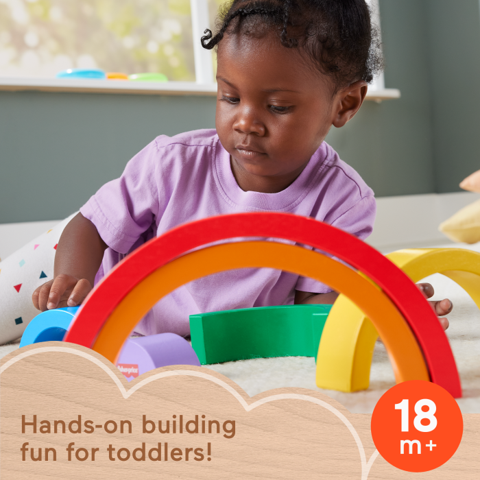 Fisher-Price Wooden Stacking Rainbow, Building Toy For Toddlers, 6 Wood Pieces - Image 2