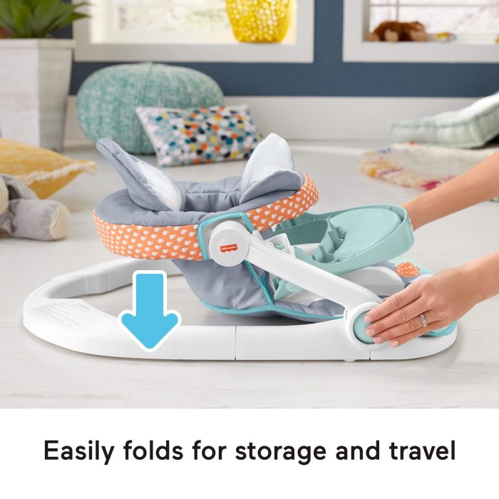 Fisher-Price Sit-Me-Up Floor Seat Portable Baby Chair With Snack Tray & Toys, Penguin Island - Image 3