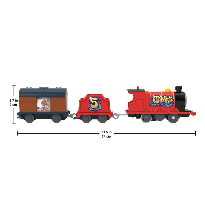 Thomas & Friends Graffiti James Motorized Toy Train Engine With Tender & Cargo Car For Kids - Image 2