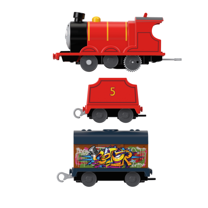 Thomas & Friends Graffiti James Motorized Toy Train Engine With Tender & Cargo Car For Kids - Image 5
